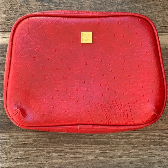 Givenchy Handbags - Givenchy Pebbled Red Cosmetic Case Clutch